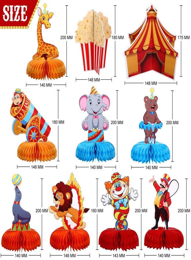 Outus 10 Pieces Carnival Party Decorations Circus Theme Party Decorations Carnival Centerpieces for Tables Cake Toppers Favors Supplies - Image 2